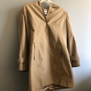 Beige Trench Coat with Plaid Interior